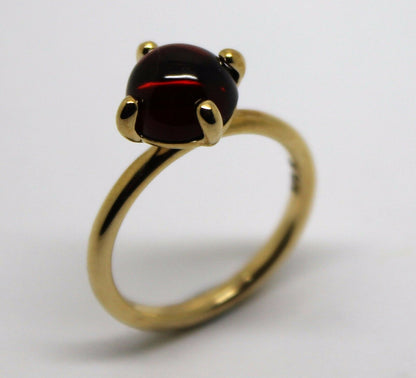 Size R 9ct 9k Yellow, Rose or White Gold Cabochon Garnet Stacker Ring