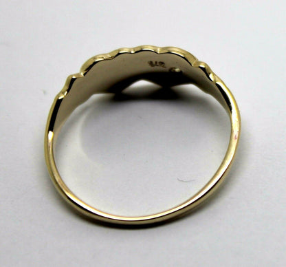 Genuine 9ct 9k 375 Yellow, Rose or White Gold Double Heart Blue Topaz Signet Ring (November Birthstone)