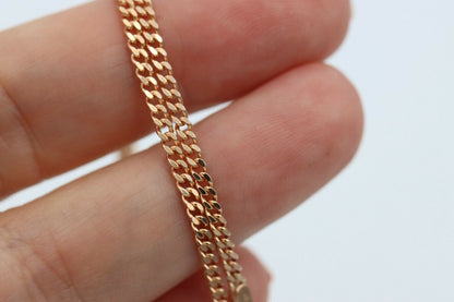 Genuine 9ct 9k Rose Gold Kerb Curb Chain Necklace 45cm 3.9gms - Free post