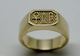 Size S 9ct Yellow, Rose or White Gold Ring Egyptian Hieroglyphic symbols - Success, Happiness & Health