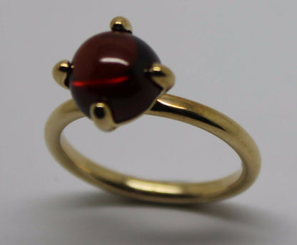 Size R 9ct 9k Yellow, Rose or White Gold Cabochon Garnet Stacker Ring