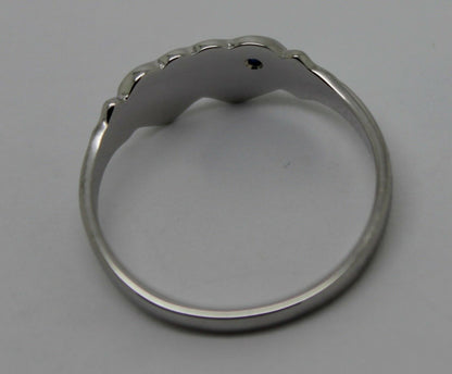 Genuine 9k 9ct Yellow, Rose & White Gold Aust Blue Sapphire Double Heart Signet Ring - Choose your size