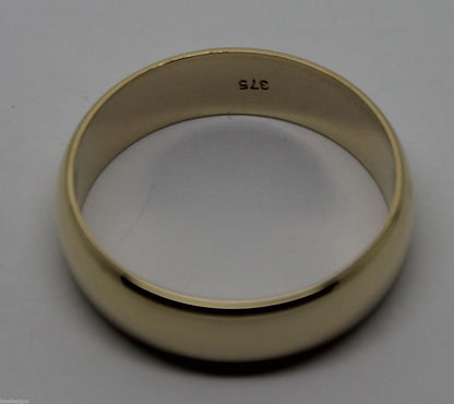 Genuine New Solid 9ct Yellow, Rose or White Gold 6mm Wedding Band Ring Size L