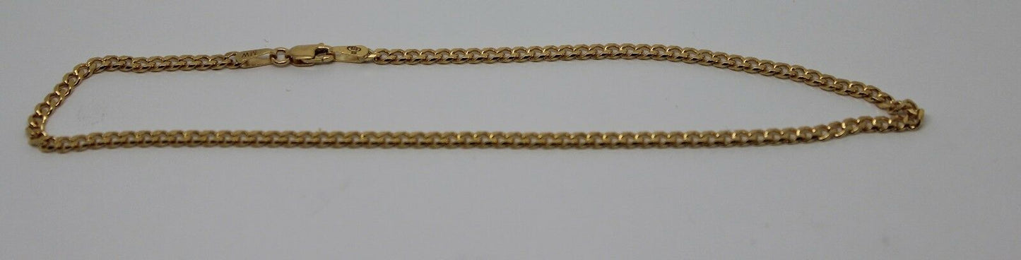 Genuine 9ct Solid Yellow Gold 25cm Kerb Curb Anklet Belcher 3.8g