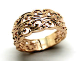 Kaedesigns New 9ct 375 Wide Rose Gold Wide Flower Filigree Ring - Choose your size