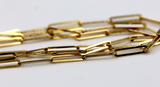 Genuine 50cm 18ct 750 Yellow Gold Paper Clip Chain Necklace -Free express post