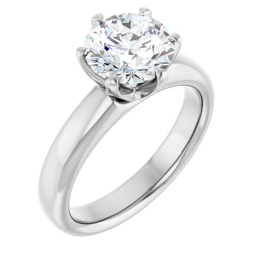 Genuine 14K 14ct White Gold Lab-Grown 2ct 2.00ct E VVS2 8mm Round Engagement Ring