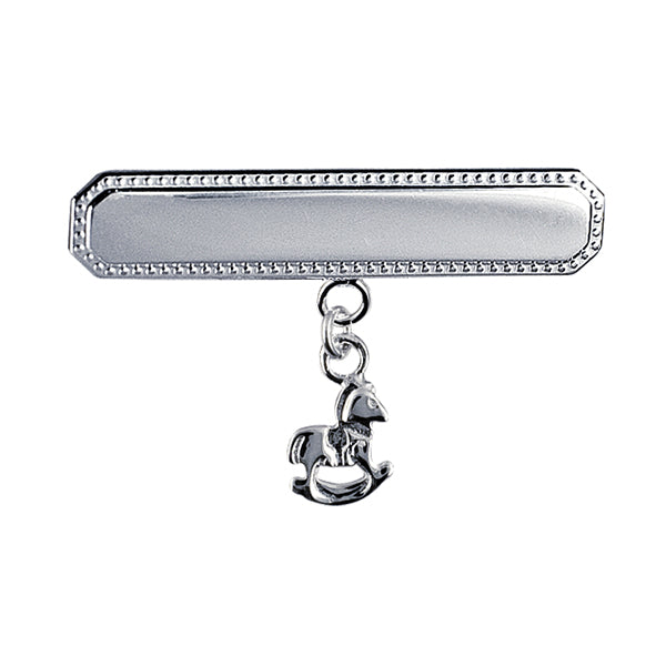 Sterling Silver 925 Baby Brooch with Rocking Horse Drop