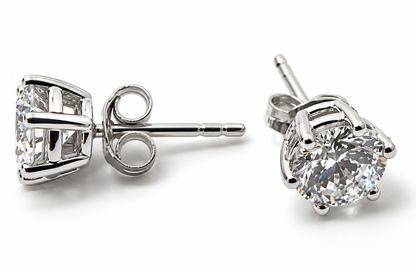 Genuine 9ct 9K 375 White Gold Cubic Zirconia Claw 5mm Stud Earrings
