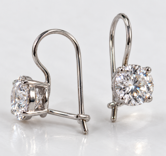 Sterling Silver 925 6mm Round CZ Closed Ear Wire Earrings
