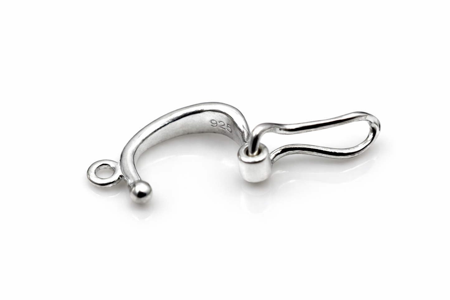 Genuine Sterling Silver 925 Plain Hinged Enhancer Bail Clasp 12.3mm