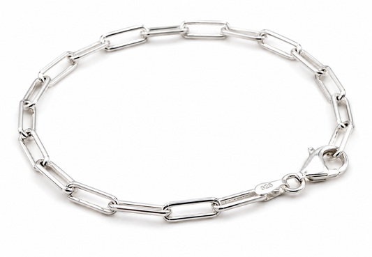 Genuine Sterling Silver 925 Paperclip Links 19cm Bracelet