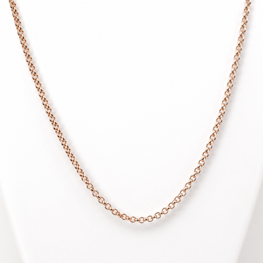 Genuine 9ct 9K 375 Rose Gold Round Belcher 2.4mm Solid Chain Necklace - Choose your length