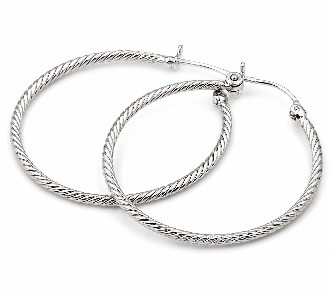 Genuine Sterling Silver 925 Large 40mm Twist Twisted Hoop Earrings