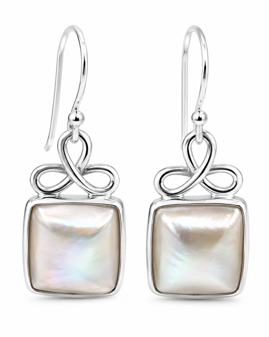 Genuine Sterling Silver 925 Celtic Swirl Mabe Pearls Earrings