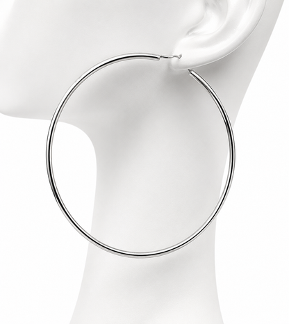Genuine Very Large 72mm Sterling Silver 925 Hoop Earrings