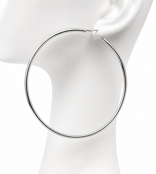 Genuine Very Large 72mm Sterling Silver 925 Hoop Earrings