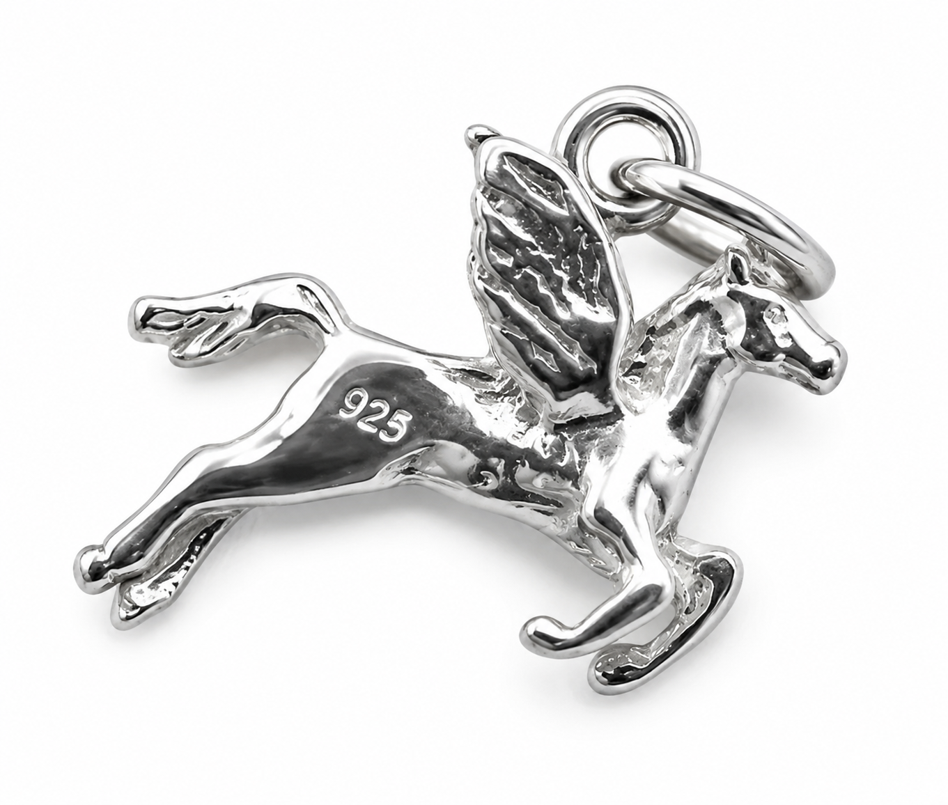 Genuine Sterling Silver or 9ct Yellow Gold 3D PEGASUS Winged Flying Horse Pendant Charm