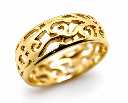 Genuine 9ct 9K 375 Full Solid Wide Yellow, Rose or White Gold Filigree Vine Ring 235 - Choose your ring size