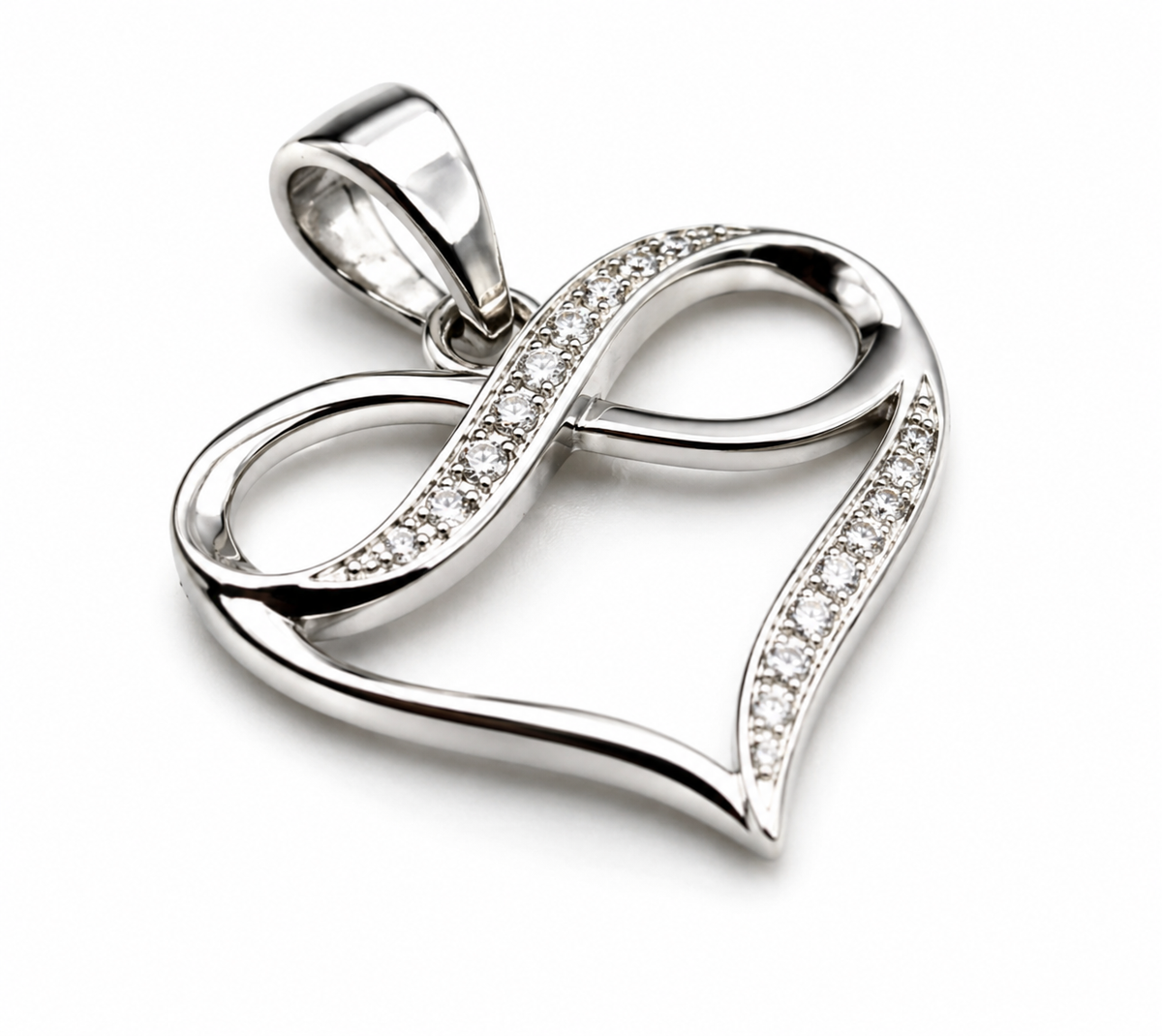 Genuine Sterling Silver 925 CZ Infinity Heart Pendant 18x17mm