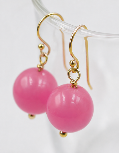 Kaedesigns Sterling Silver 12mm Light Pink Quartz Bead Ball Earrings