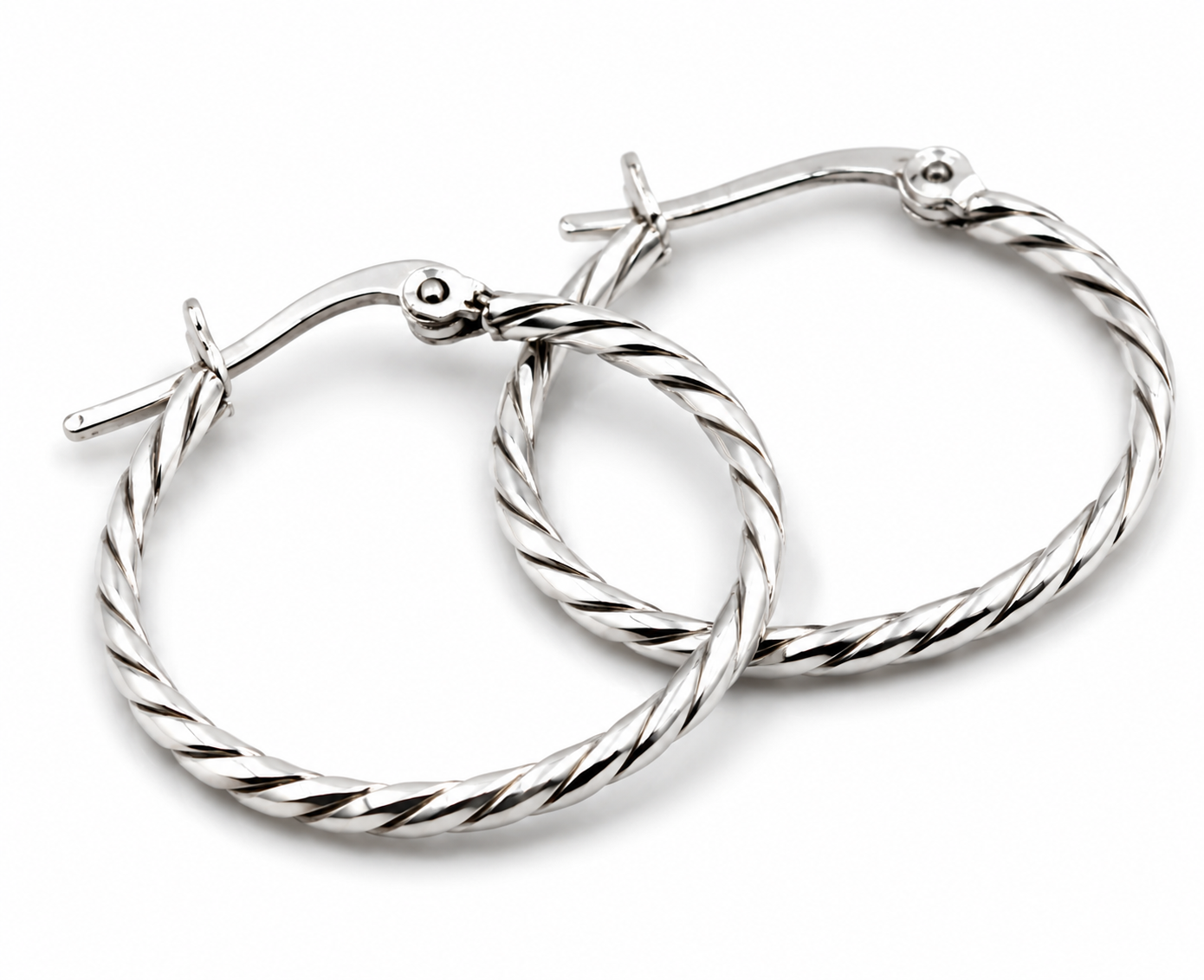 Sterling Silver 925 Rope Hoop Earrings 25mm 1.6mm Tube