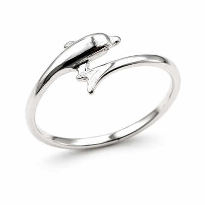 Size P Kaedesigns Delicate Genuine Sterling Silver Dolphin Ring
