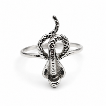 Sterling Silver 925 Delicate Snake Cobra Ring Size Q / 8