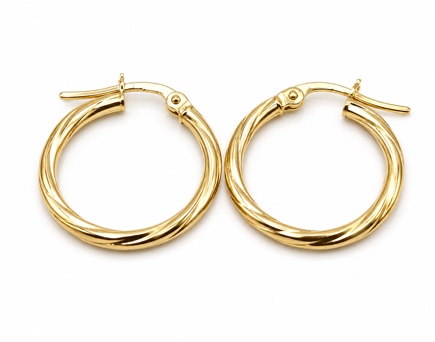 Genuine 9ct 9K Yellow Gold 19mm Twisted Hoop Round Earrings