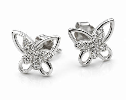 Kaedesigns Sterling Silver 925 CZ Butterfly Stud Earrings