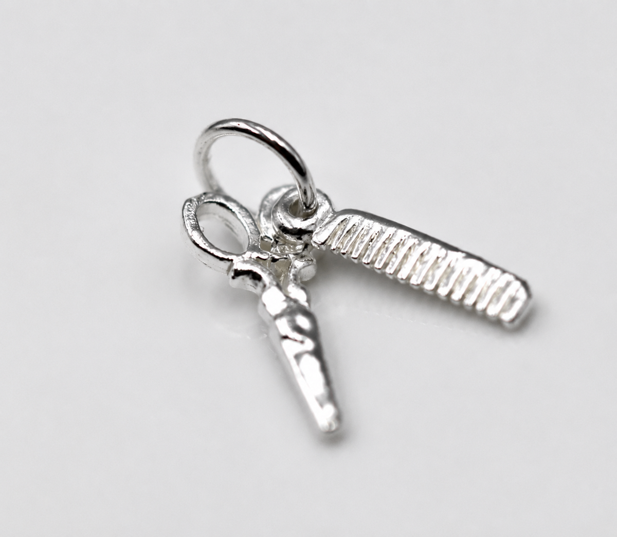 Sterling Silver 925 Comb & Scissors Hairdresser Small Pendant Or Charm