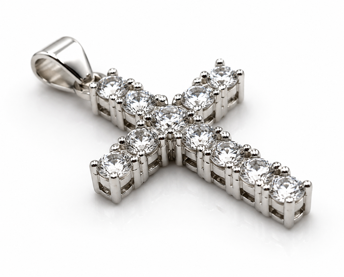 Sterling Silver 925 Cubic Zirconia Cross Pendant