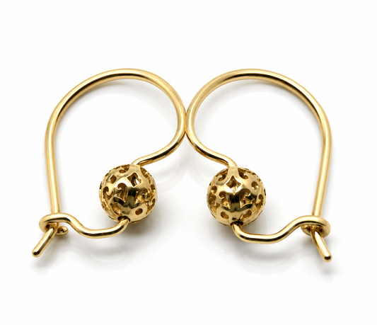 Genuine 9ct 9k 375 Yellow, Rose or White Gold 5.5mm Ball Filigree Earrings
