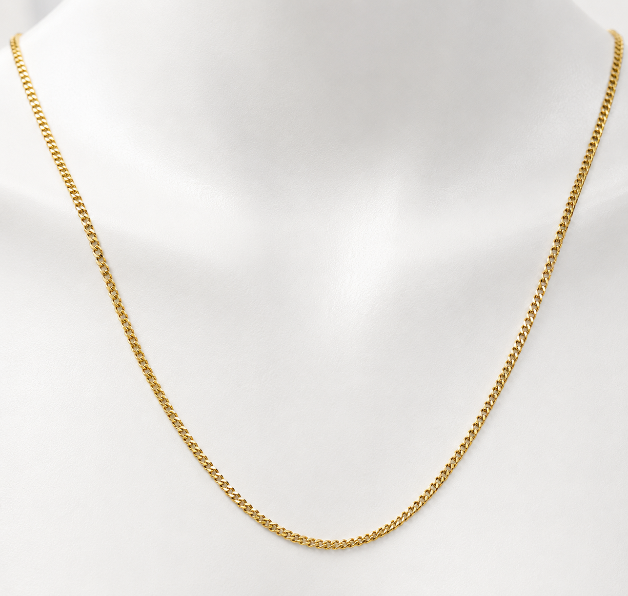 Genuine 18ct 18k 750 Yellow Gold Curb Kerb Chain Necklace 42.5cm