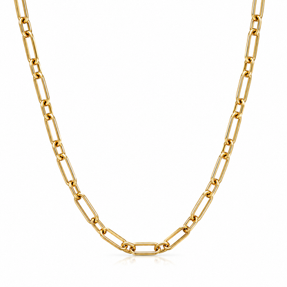 Genuine 9ct 9K 375 Yellow Gold 1 on 1 Figaro Paperclip Chain Necklace - 45cm or 50cm
