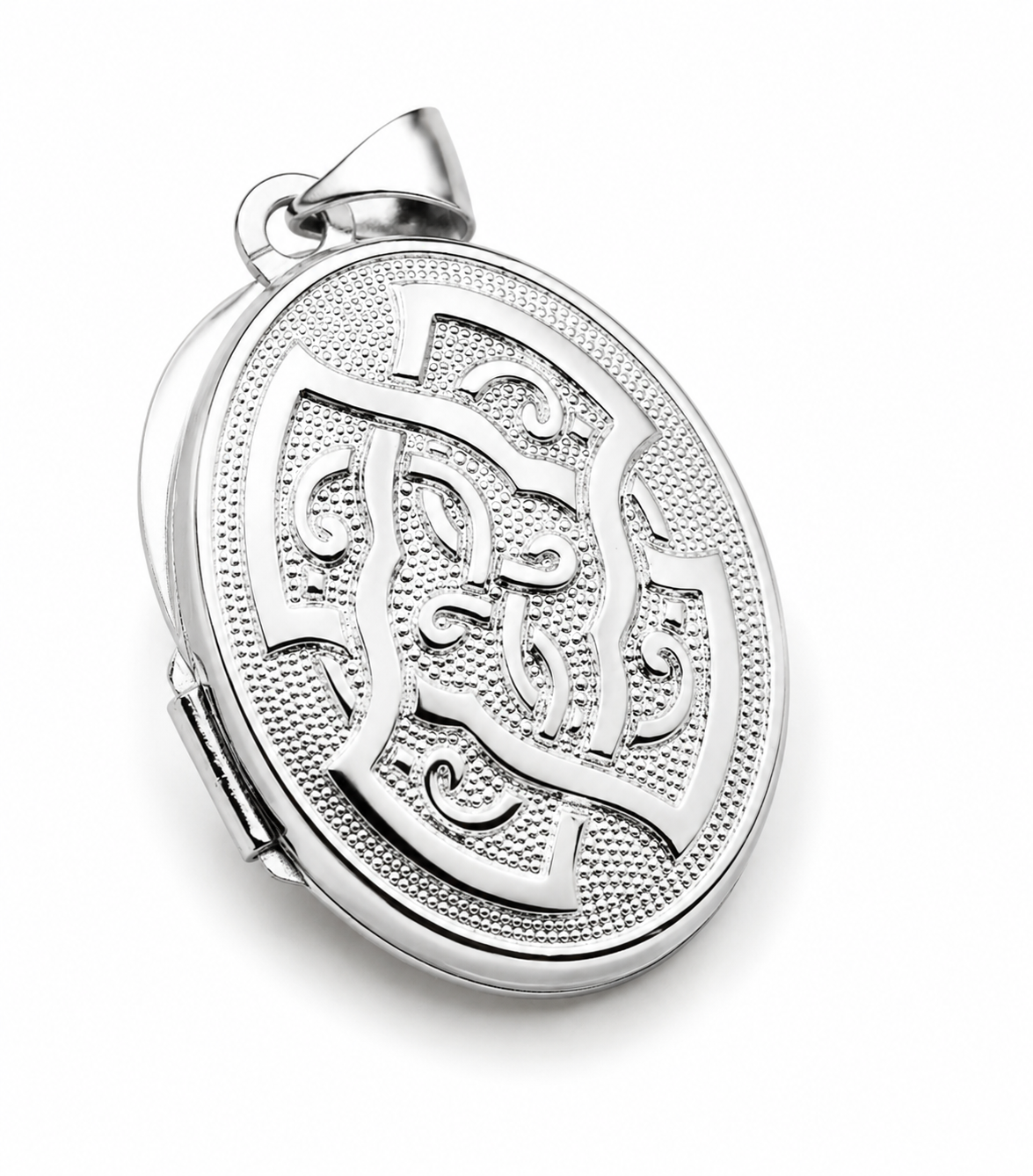 Genuine Sterling Silver 925 Oval Celtic Locket Pendant With 2 Photos