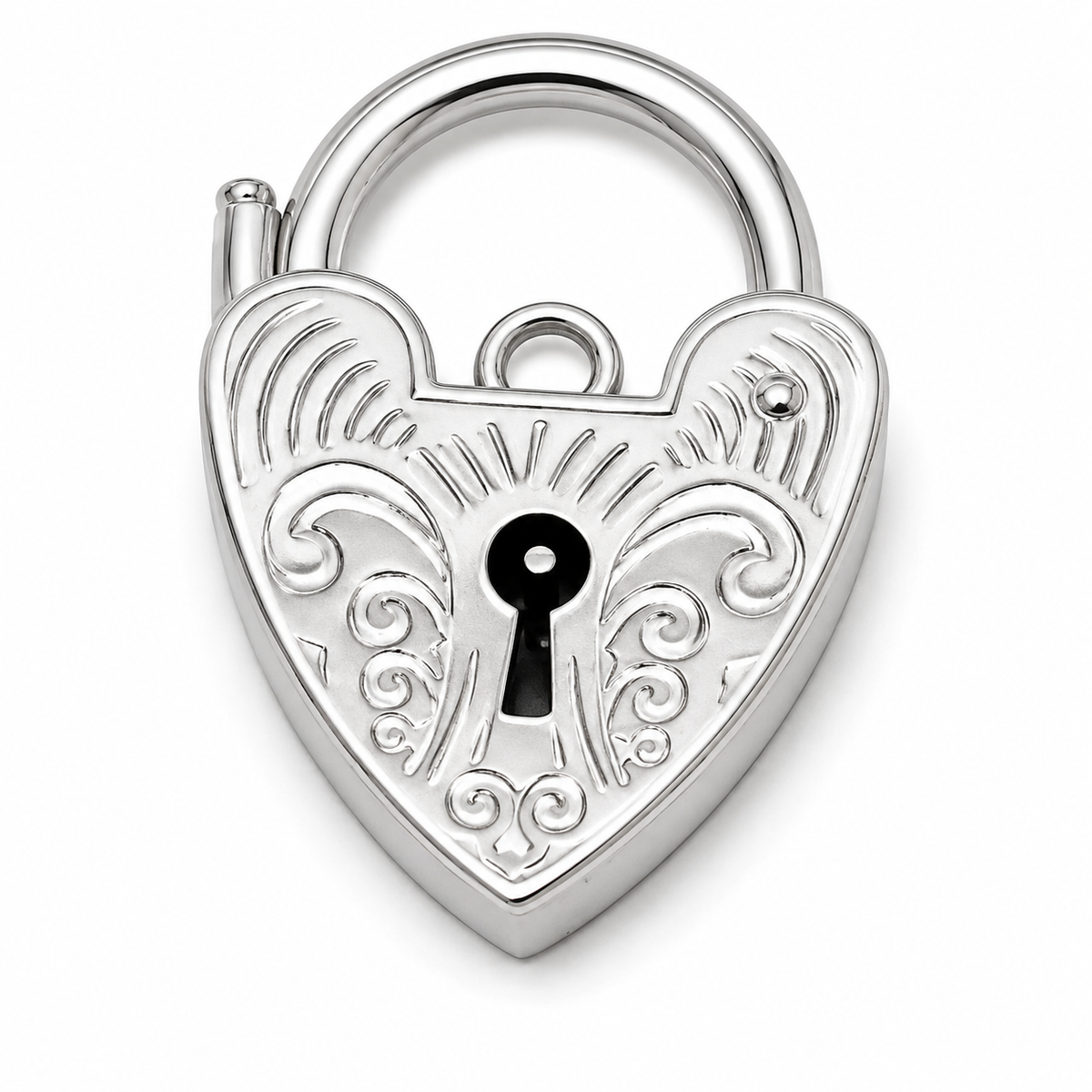 Genuine 13.5mm Sterling Silver 925 Engraved Heart Padlock Locket