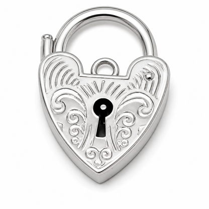 Genuine 13.5mm Sterling Silver 925 Engraved Heart Padlock Locket