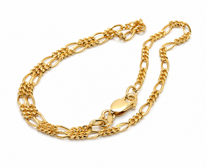 Genuine 9ct 9k 375 Solid Yellow Gold 25cm Diamond Cut Figaro Anklet