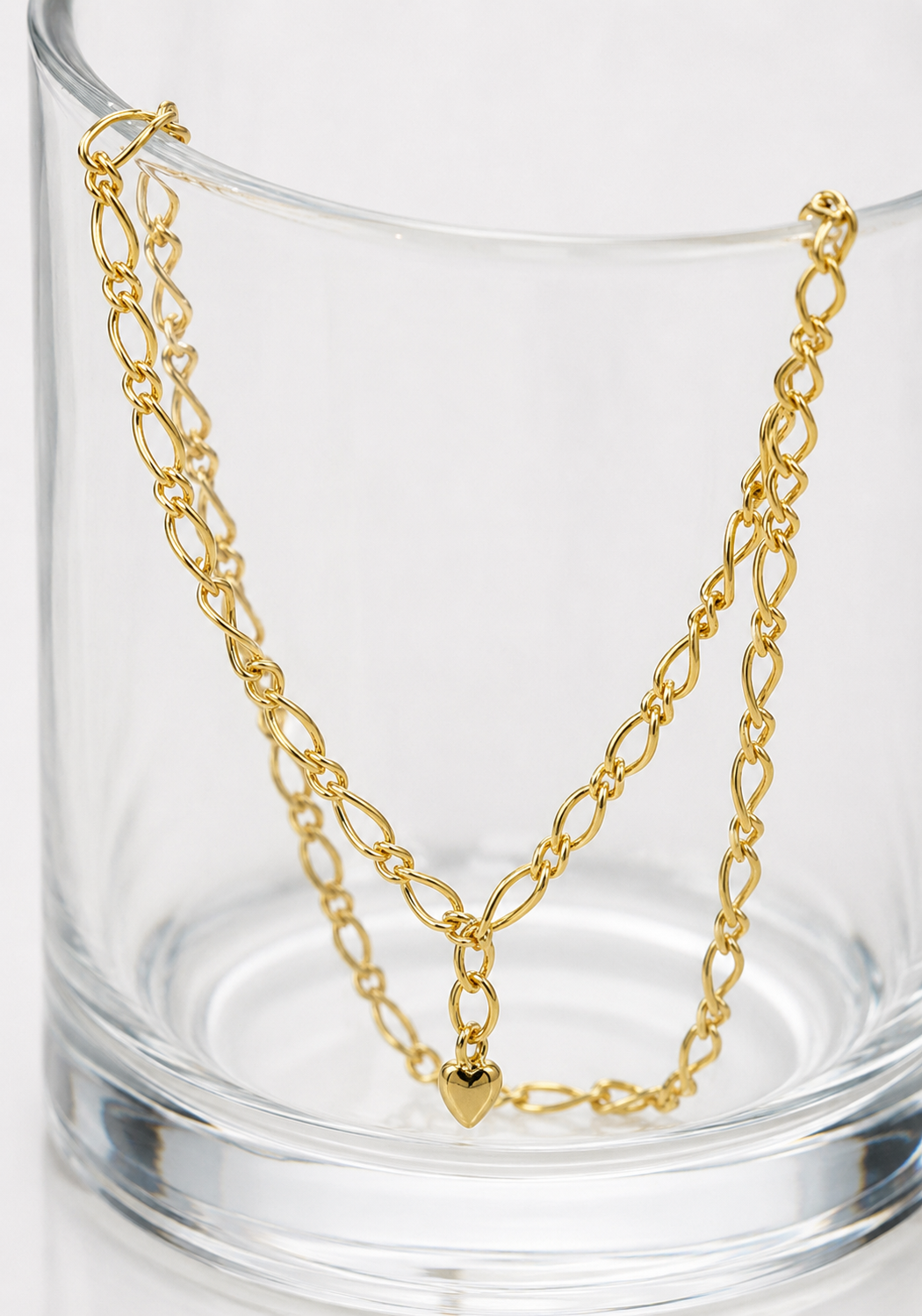 Genuine 9ct 9k 375 Solid Yellow Gold 25cm Oval Figaro Anklet with Heart Charm