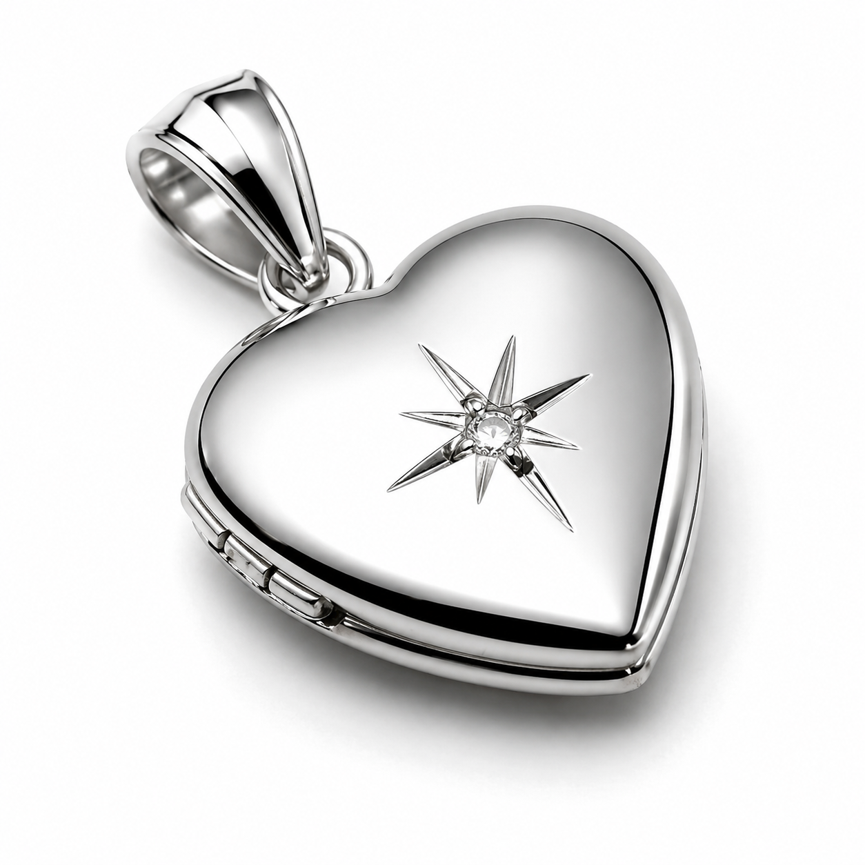 Genuine Sterling Silver Gold Plated or Sterling Silver 12mm 925 Diamond Set Heart Locket Pendant