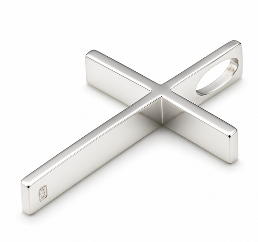 Kaedesigns Genuine Large Sterling Silver 925 Stick Cross Pendant