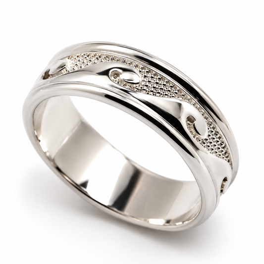 Kaedesigns Genuine Sterling Silver 925 Surf Wave Ring Size R 1/2