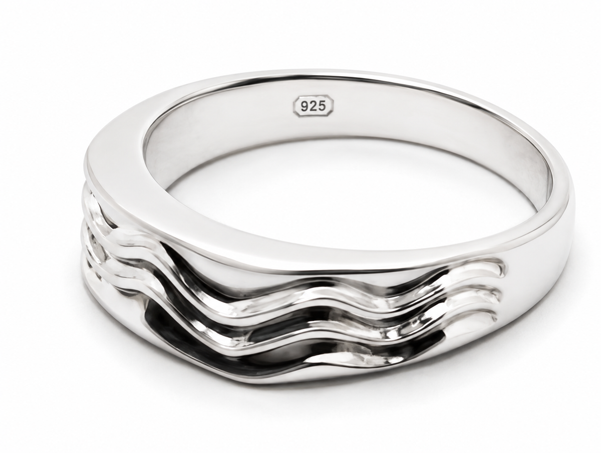 Genuine Sterling Silver 925 Full Solid Swirl Wave Ring - Choose your size Q TO U