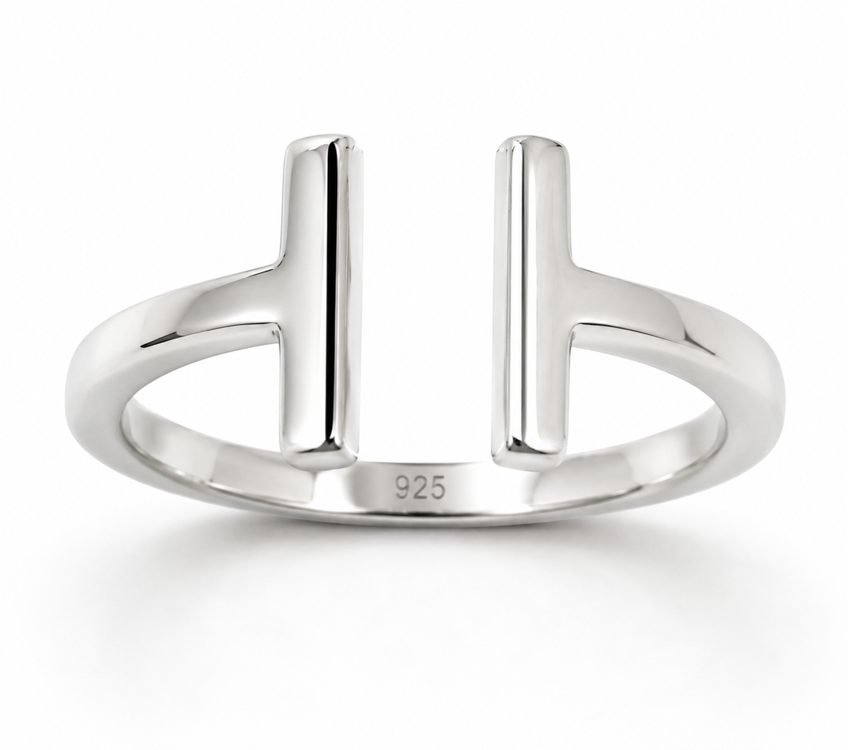 Kaedesigns Genuine 925 Sterling Silver Double Bar Open Band Ring - Choose your ring size H to P
