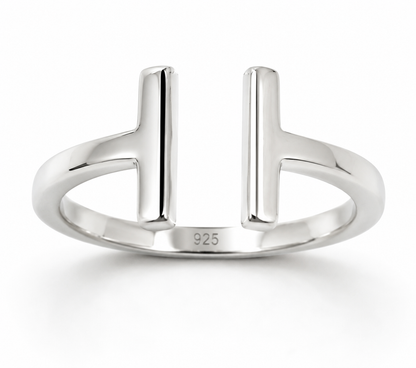 Kaedesigns Genuine 925 Sterling Silver Double Bar Open Band Ring - Choose your ring size H to P