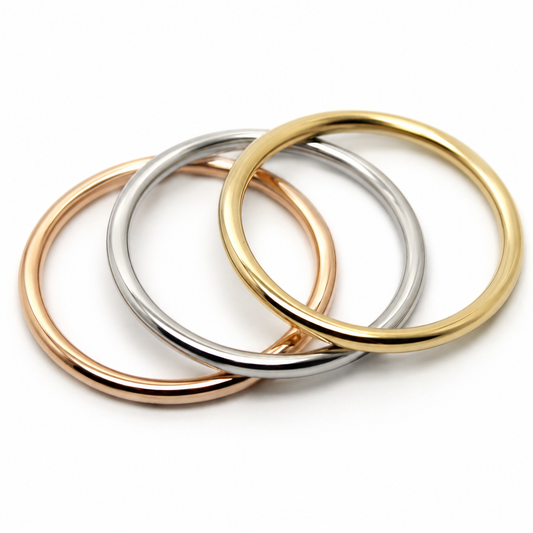 Kaedesigns, Genuine Solid Stackable Rings 9ct 9K 375 Yellow, White + Rose Gold Bands