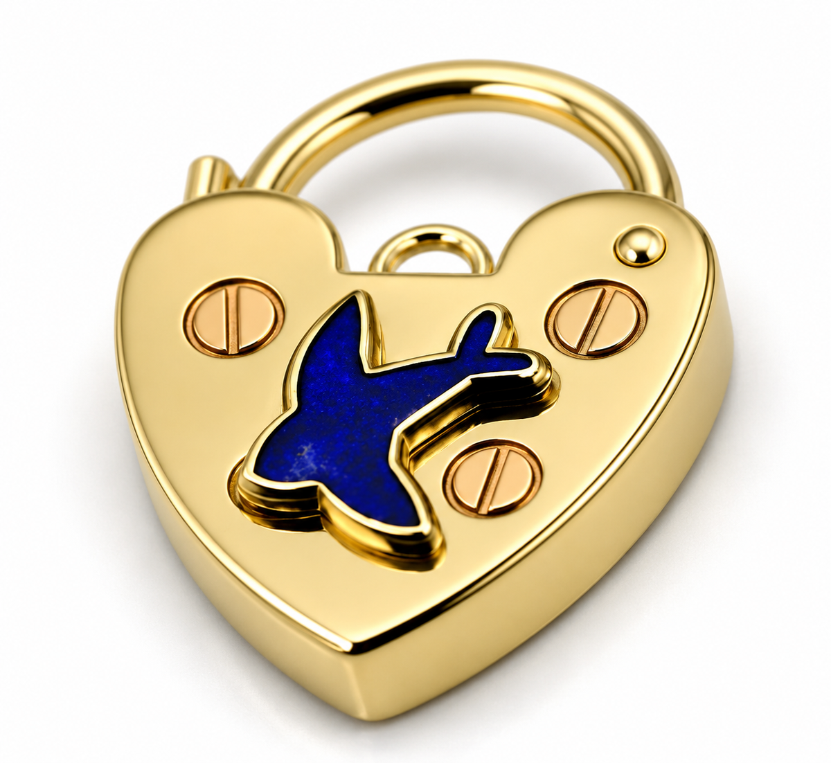 Genuine Bluebird 13.5mm 9ct 9K 375 Yellow or Rose Gold Heart Pendant Padlock