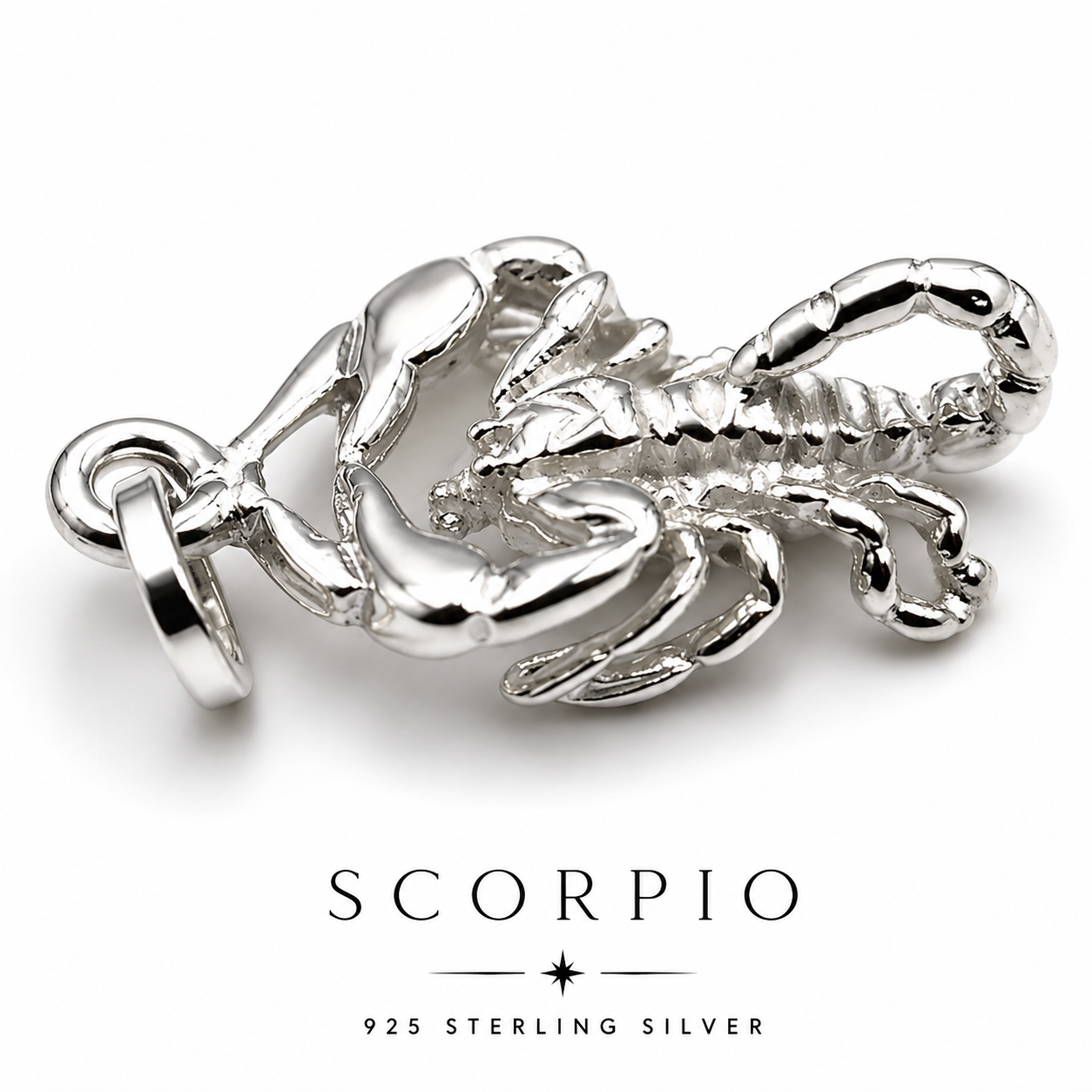 Genuine Large/Med Sterling Silver 925 Scorpio Zodiac Pendant Charm