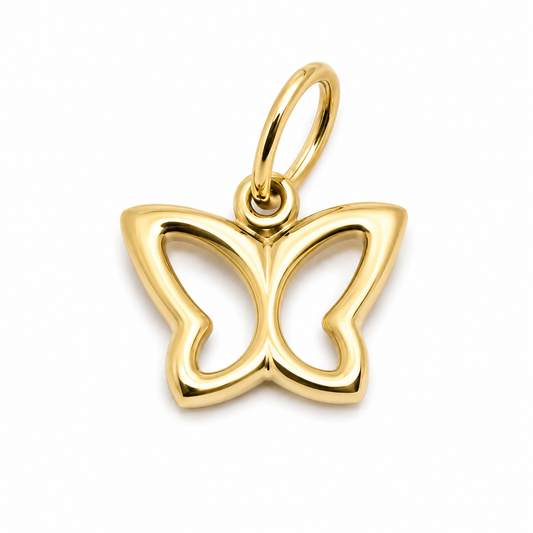 Genuine Small 9k 9ct 375 Yellow Gold Filigree Butterfly Pendant or Charm